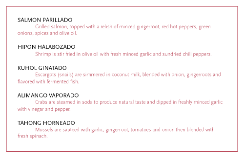 main seafood menu